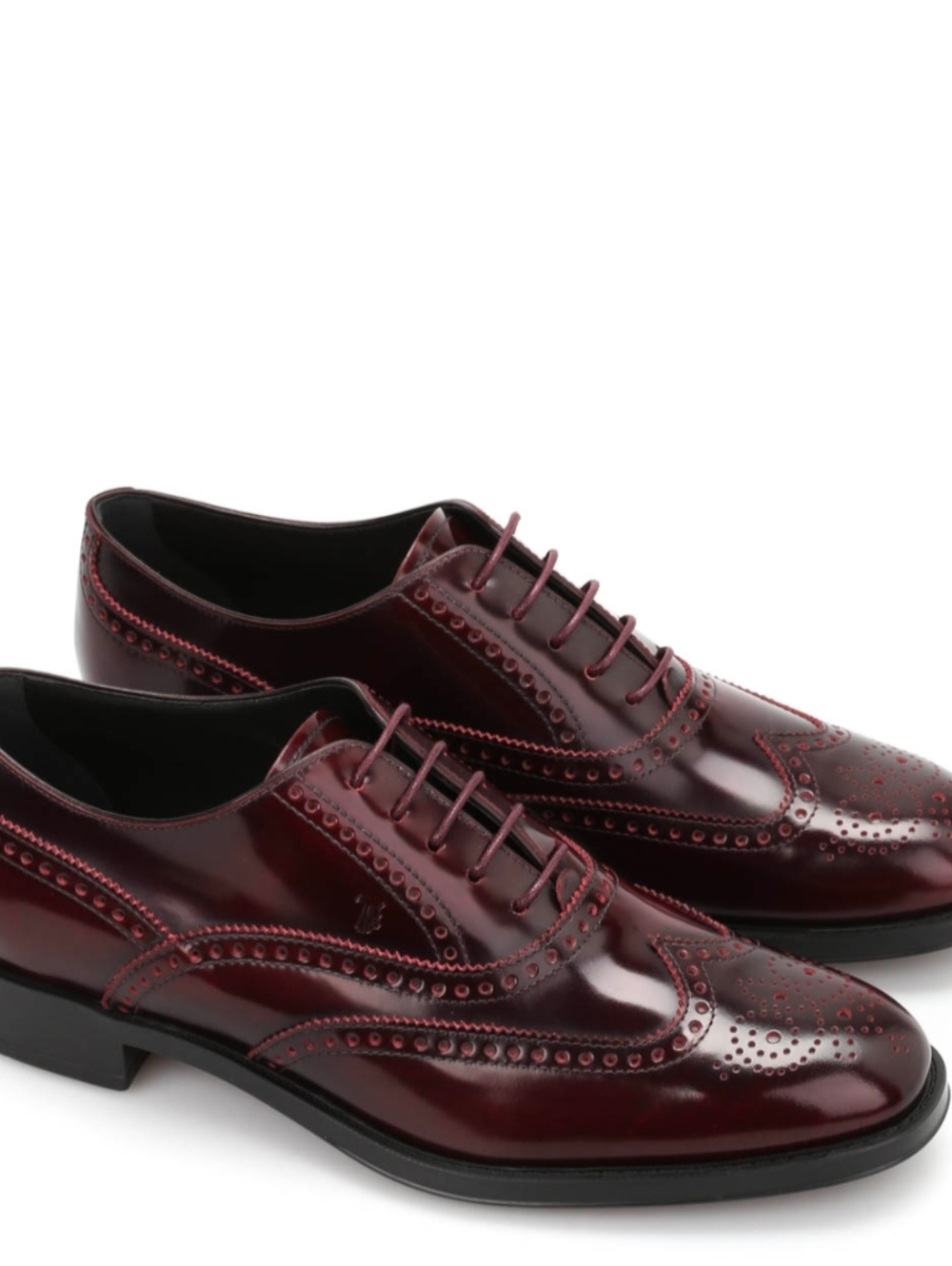 Tod's Burgundy Leather Wingtip Oxfords Sz 38